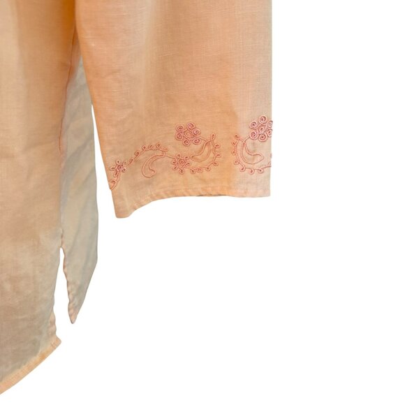 Edward Irish Linen Tunic Top Women’s SZ:M Peach Embroidered Boho 3/4 Sleeve - Picture 5 of 8